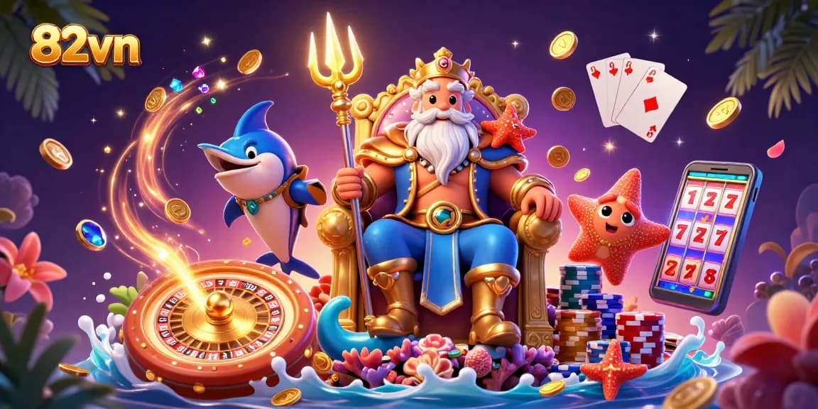 Experience thrilling gaming excitement with 82vn as Neptune oversees the casino adventure.