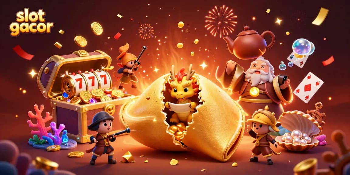 Menangkan permainan slot gacor dengan simbol slot berkilau dan petualangan mendebarkan yang dikelilingi karakter dan elemen menarik.