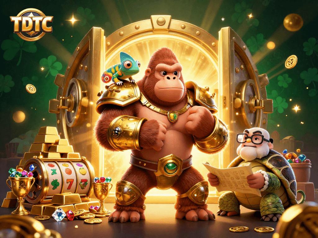 Engage in the TDTC casino adventure with colorful characters and treasures galore.