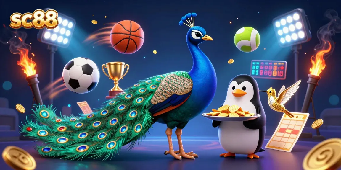 Bet on exciting games at sc88 with a dynamic scene showcasing vibrant sports elements and a lively atmosphere.