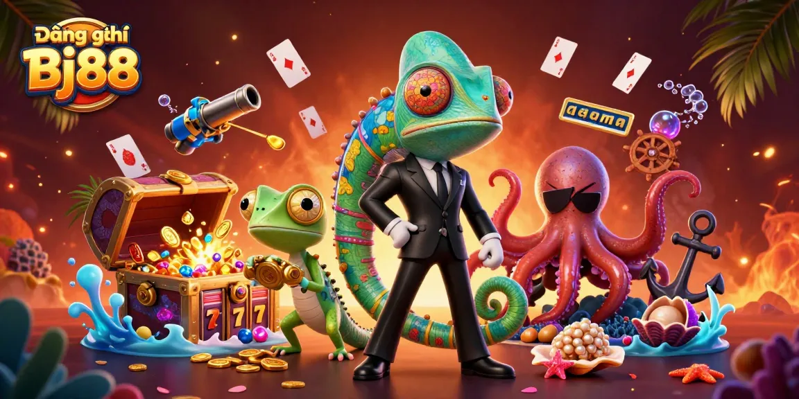 Experience the thrill of Đăng ký Bj88 in an exciting casino adventure with vibrant characters and game elements.