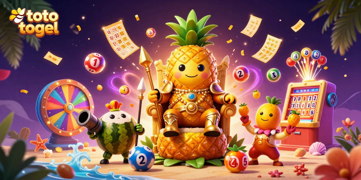 Experience thrilling toto togel action with the golden pineapple king and vibrant gaming elements.