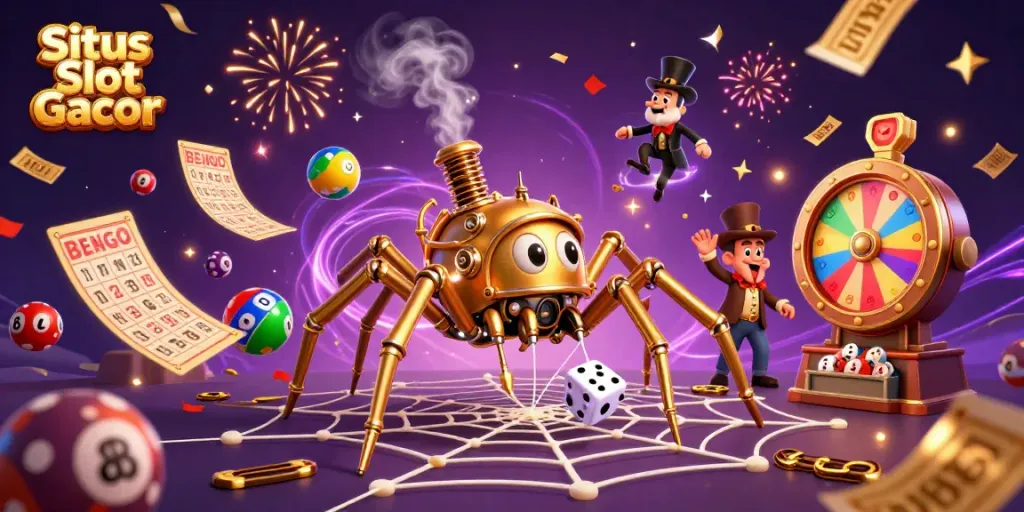 Situs Slot Gacor memikat pemain dengan ilustrasi 3D yang ceria penuh aksi permainan menarik dan peluang menang.