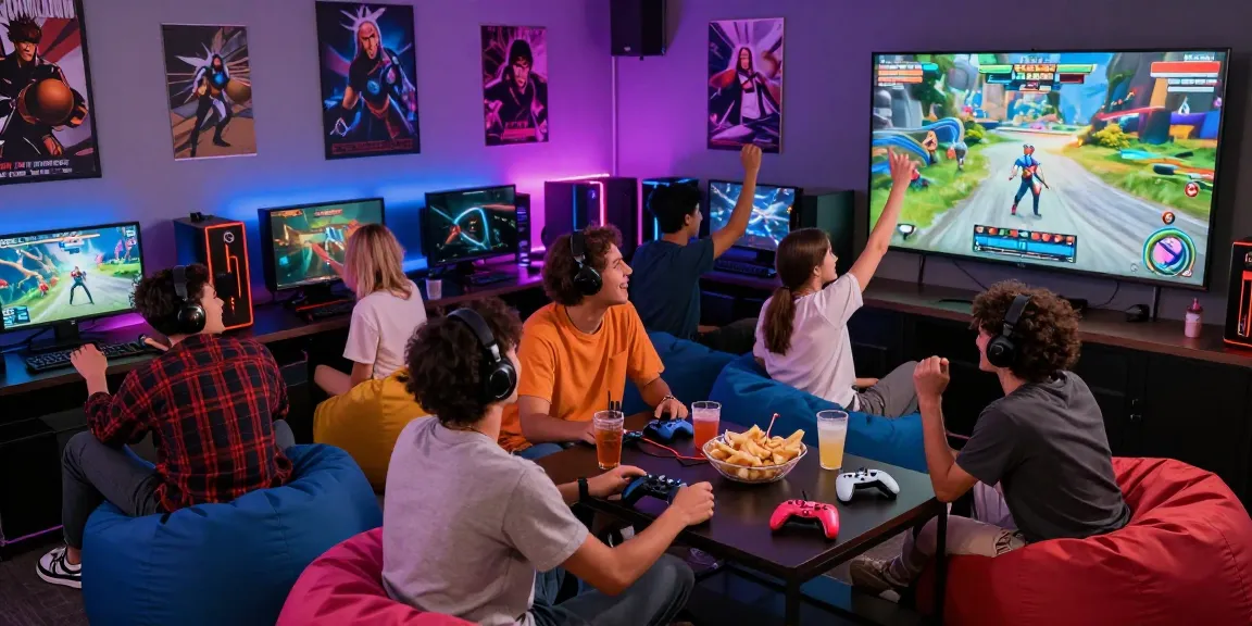 Enjoying the hit club gaming experience with friends in a vibrant lounge.