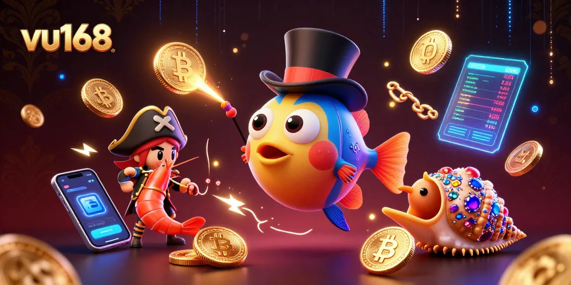 Experience the vibrant world of vu168 with a deep-sea anglerfish and treasures in a dynamic casino setting.