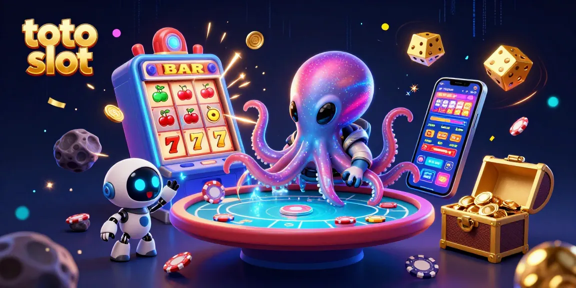Toto slot gaming adventure with an alien octopus, jackpot explosion, and animated elements.