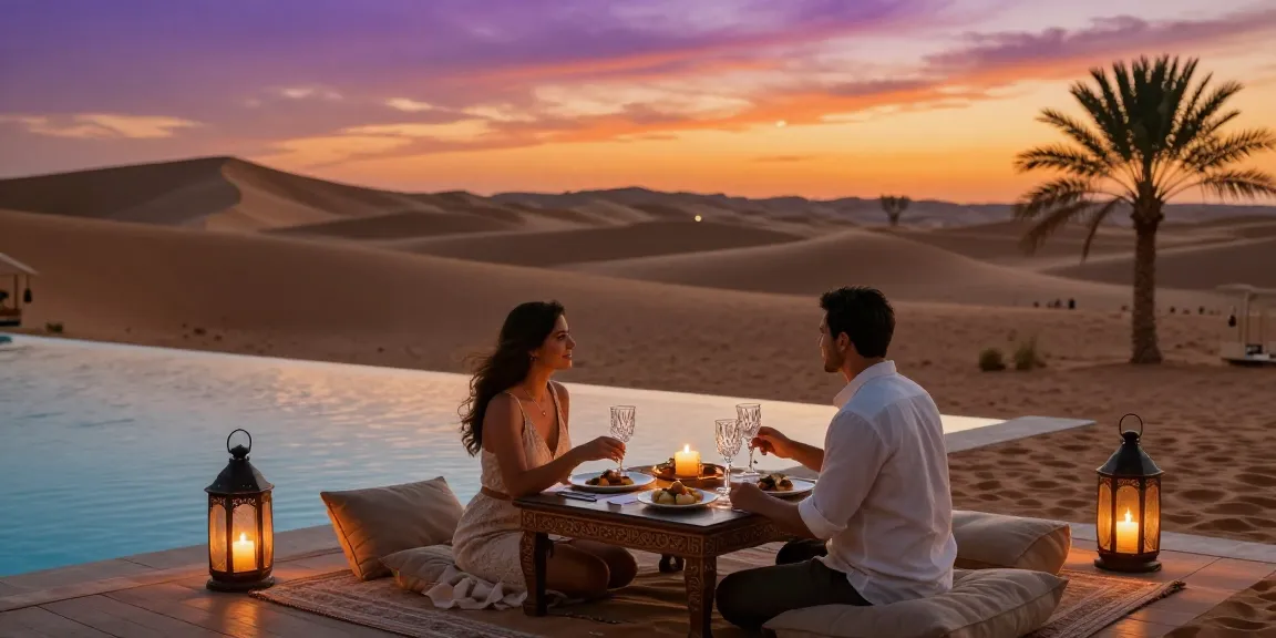 Momen mewah LUXURY 111 pada pengalaman makan malam pribadi di resort gurun