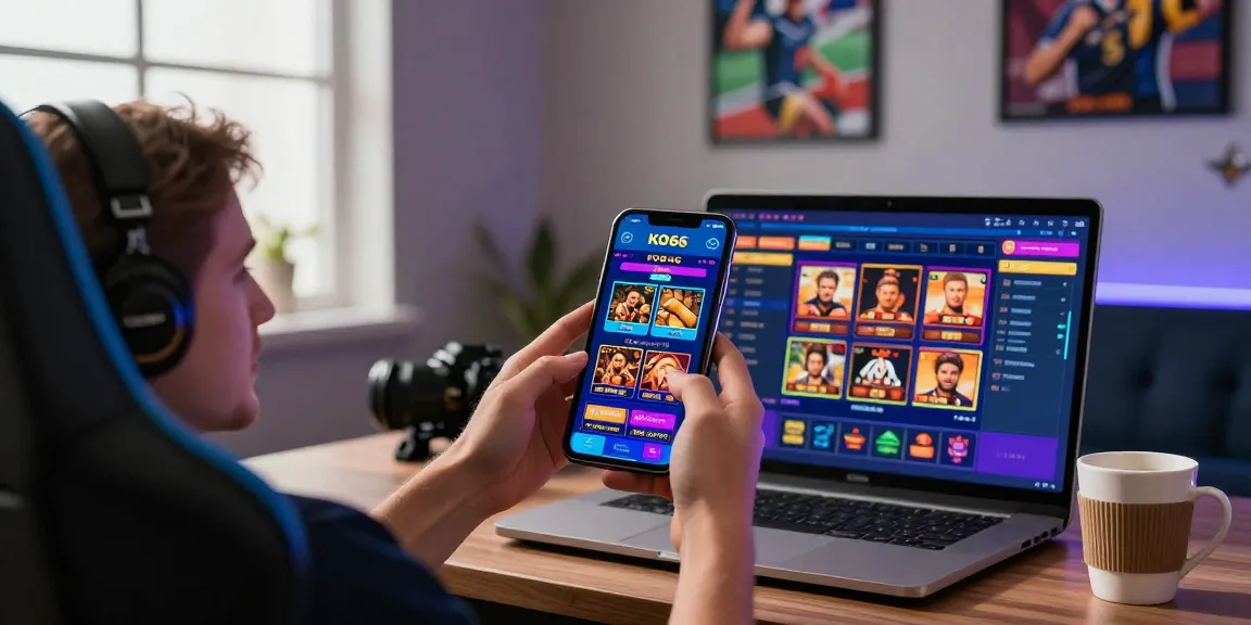 Engaging scene with a user interacting with the KO66 app for online betting, showcasing vibrant graphics and an inviting atmosphere.