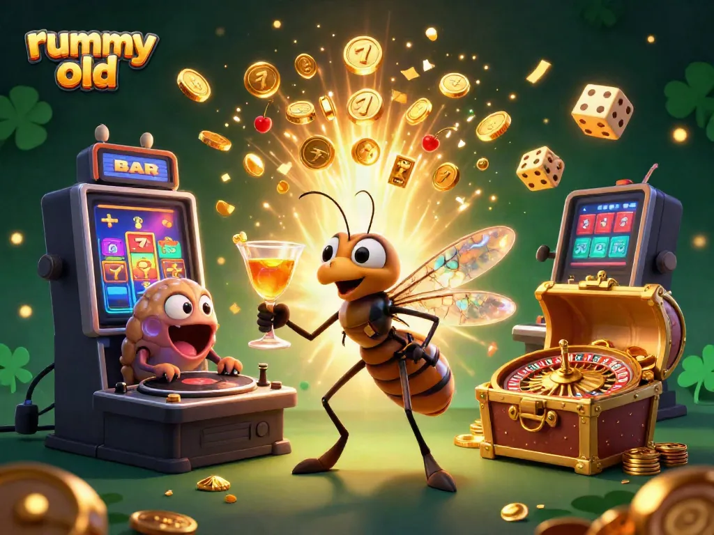 Experience rummy old with 3D illustration featuring vibrant casino characters and elements.