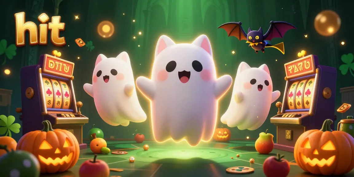 Experience thrilling hits at the haunted casino with a ghost cat and vibrant slot games.