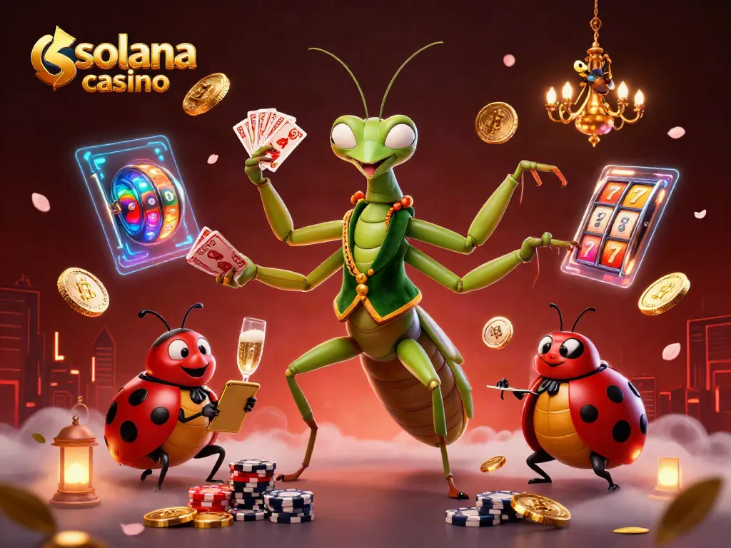 Experience the excitement of a solana casino with a vibrant digital scene showcasing characters and gaming elements.