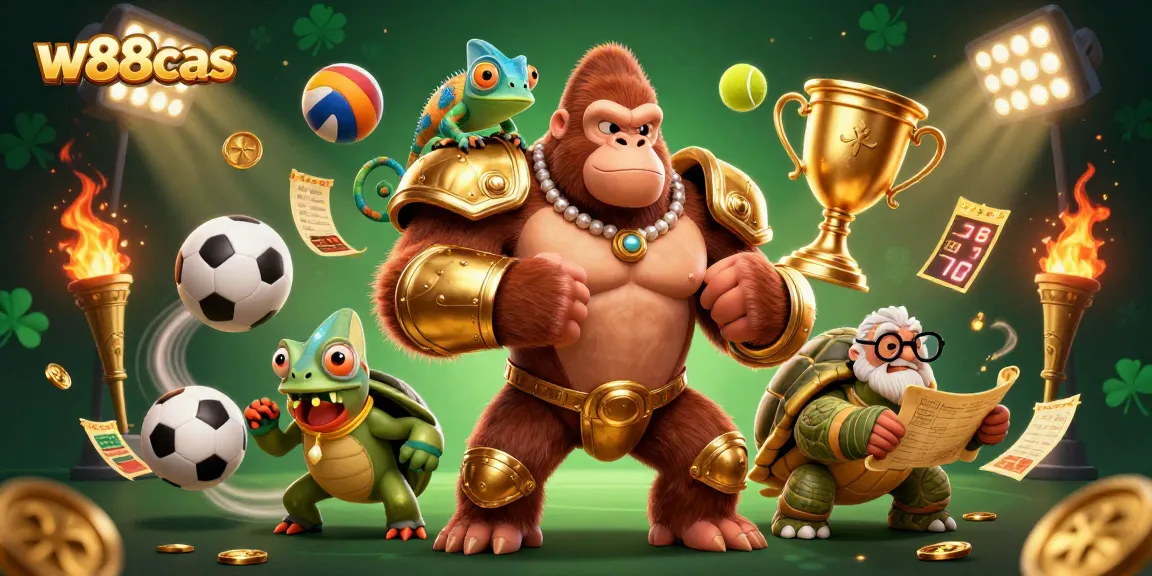 Experience thrilling gameplay at w88cas, showcasing a vibrant 3D casino scene with lively characters and dynamic elements.