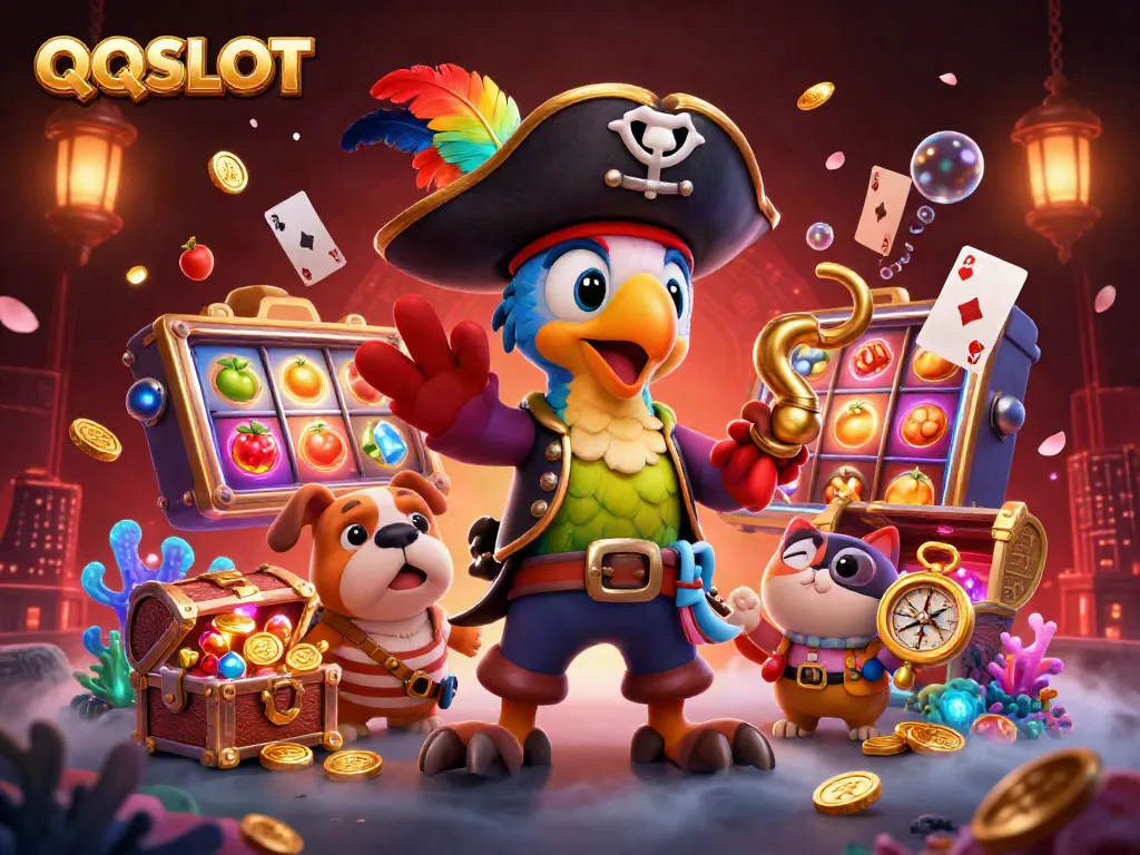 Experience thrilling gameplay with QQSLOT, showcasing vibrant slots and captivating pirate elements.