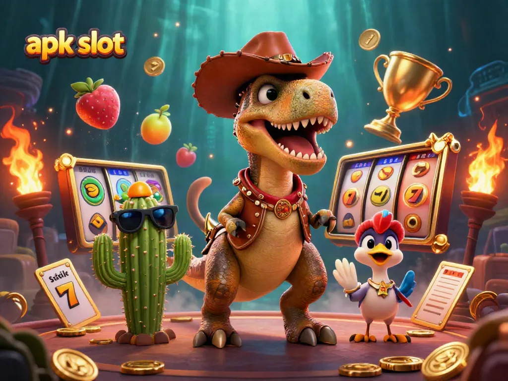 Menangkan jackpot dalam permainan apk slot dengan dinosaur cowboy yang mengagumkan.