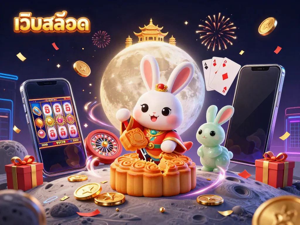 Experience the engaging world of เว็บสล็อต with festive casino elements in a vibrant 3D scene.