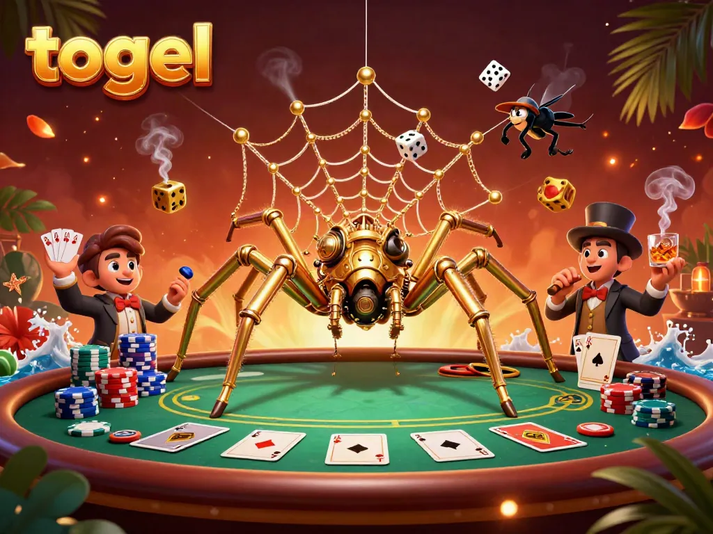 Engage in the thrilling world of togel with vibrant 3D illustration showcasing intricate casino elements.