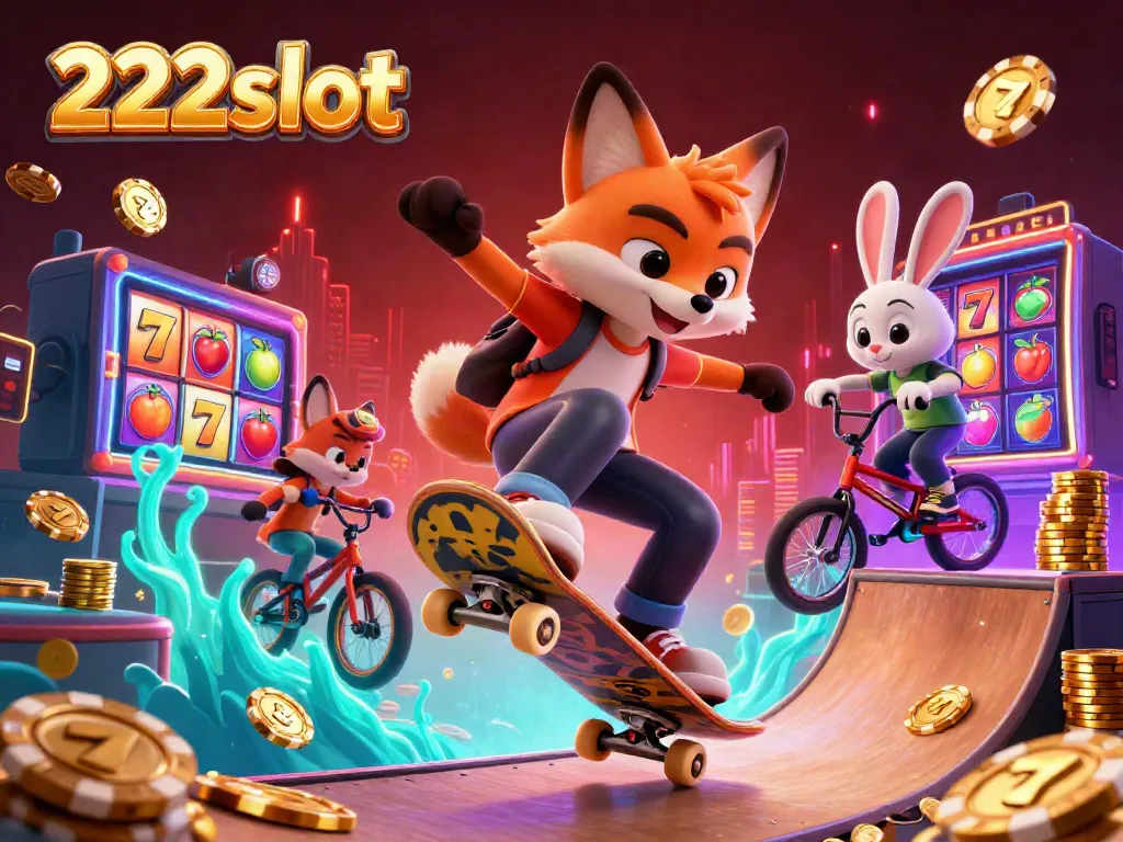 Gambarlah karakter 222slot saat skateboard dan BMX live di tengah mesin slot yang menyenangkan.