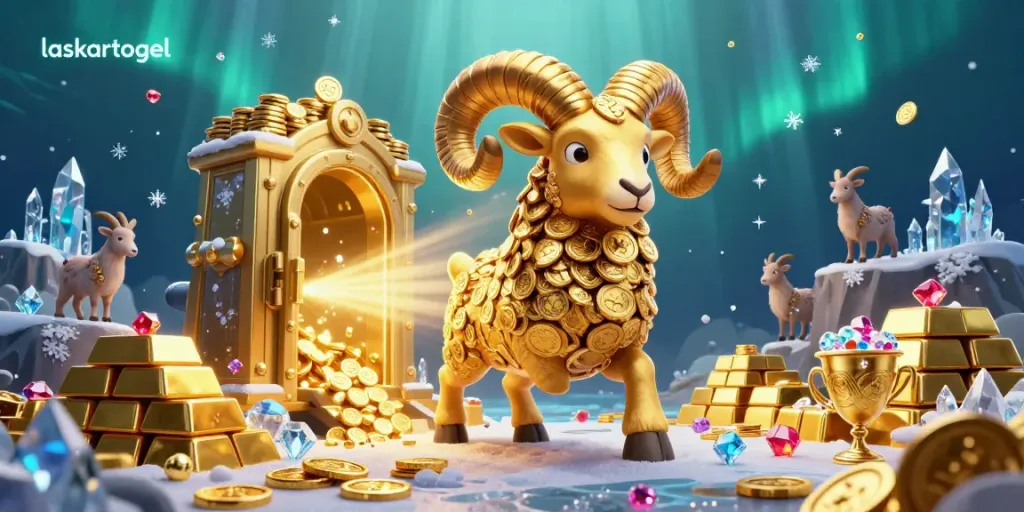 Engage with laskartogel in a vibrant scene filled with treasure and gaming excitement.
