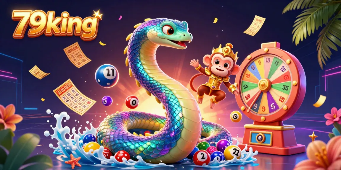 Engage with 79king's vibrant gaming adventures featuring a colorful scene of lottery excitement and thrilling characters.