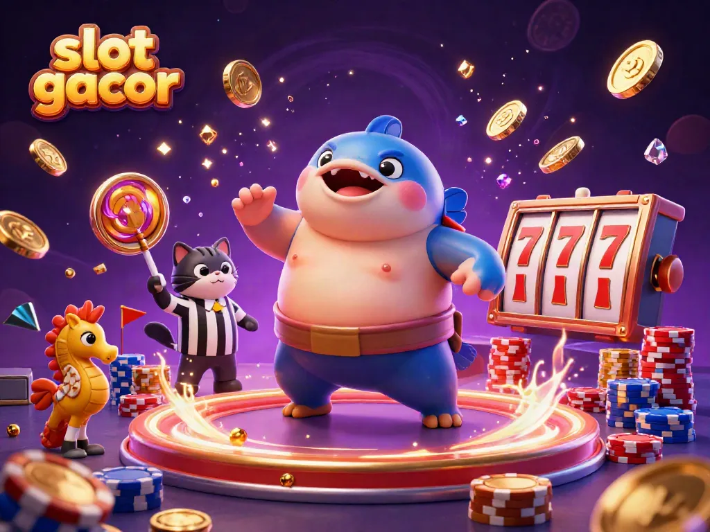 Experience slot gacor excitement with vibrant underwater casino scene featuring dynamic 3D characters.