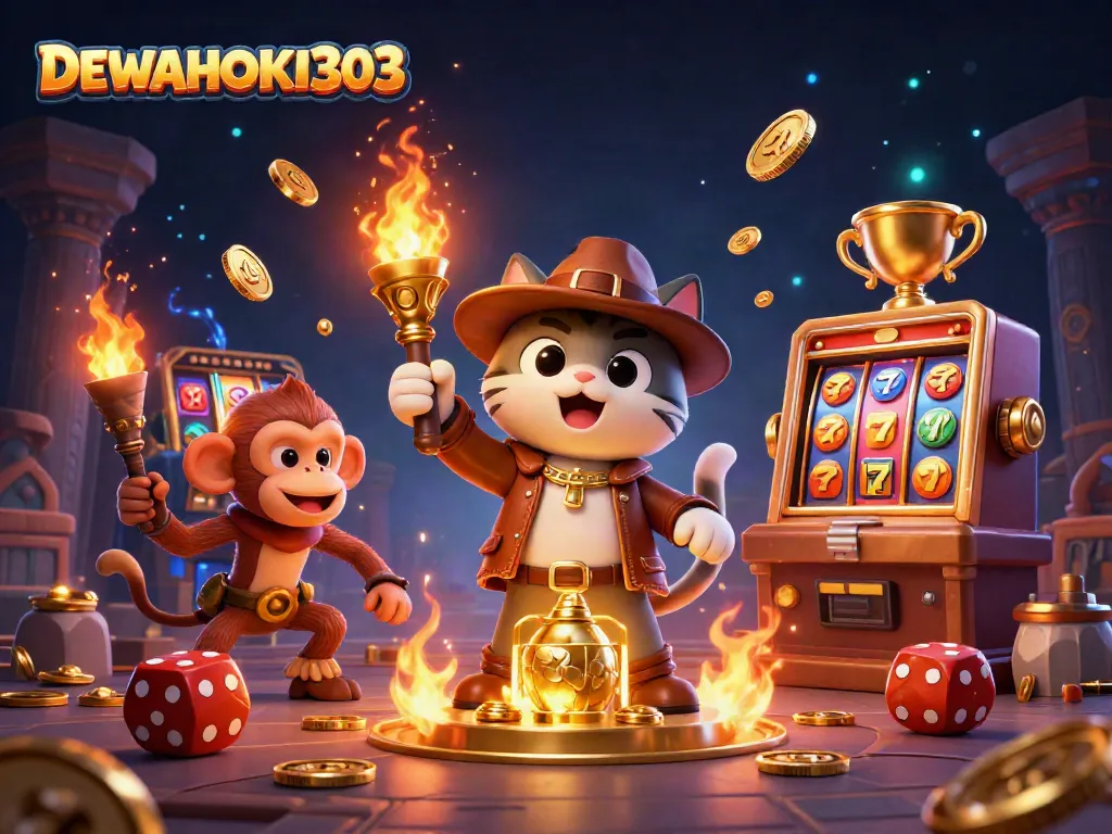 DEWAHOKI303 menampilkan eksplorasi slot online dengan simbol berkilau dan permainan menarik.