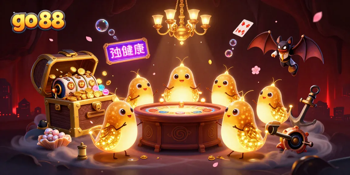 Engage in the vibrant go 88 casino scene, featuring glowworms illuminating a treasure-filled environment.