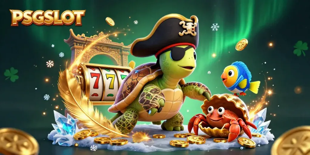 Simulasi permainan slot PSGSLOT dengan karakter kartun dan elemen kasino yang menarik.