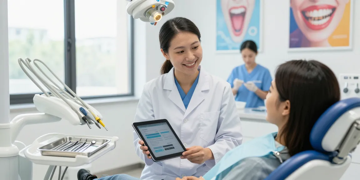 Check out this site for a welcoming dental clinic atmosphere, featuring a dentist assisting a patient with modern equipment.