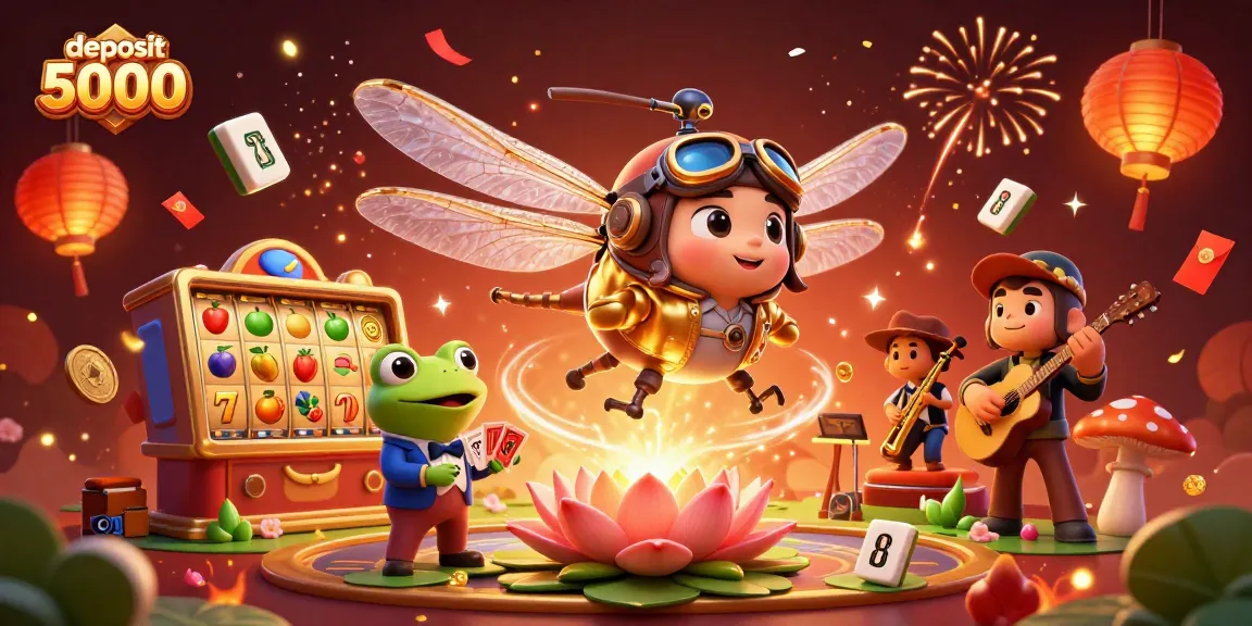 Experience thrilling gameplay as you deposit 5000 for exciting slot wins in this vibrant casino illustration.