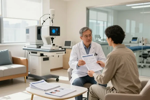 Advanced eye care consultation at SNU Eye Clinic in Seoul showcasing the commitment to patient health and modern technology.