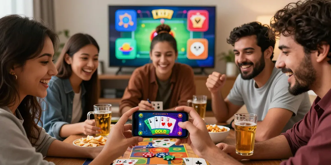 Engaging group of friends playing Teen Patti Gold Pakistan APK, click here for exciting game features.